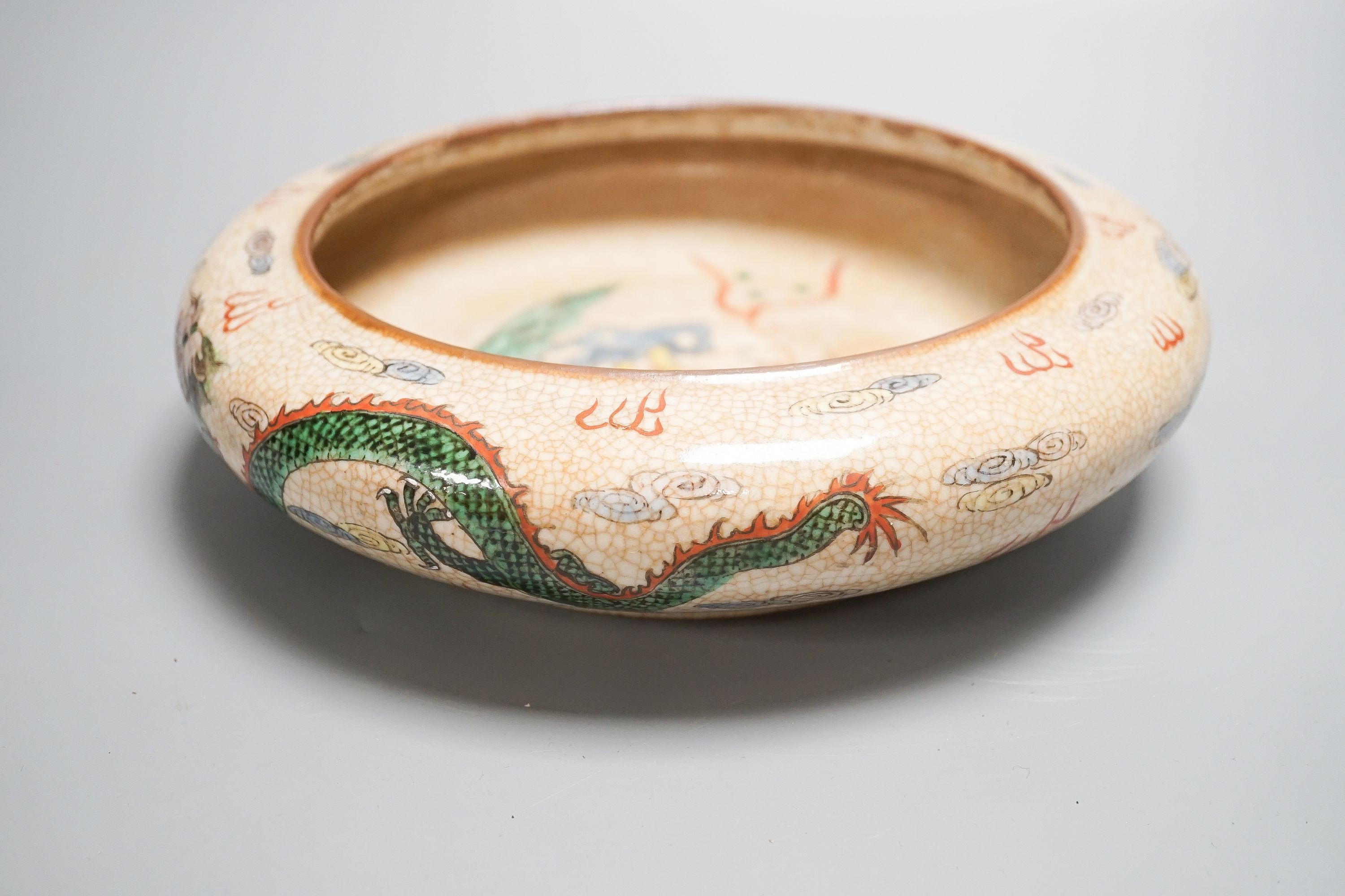 An early 20th century Chinese crackle glazed bowl or brushwasher 26cm